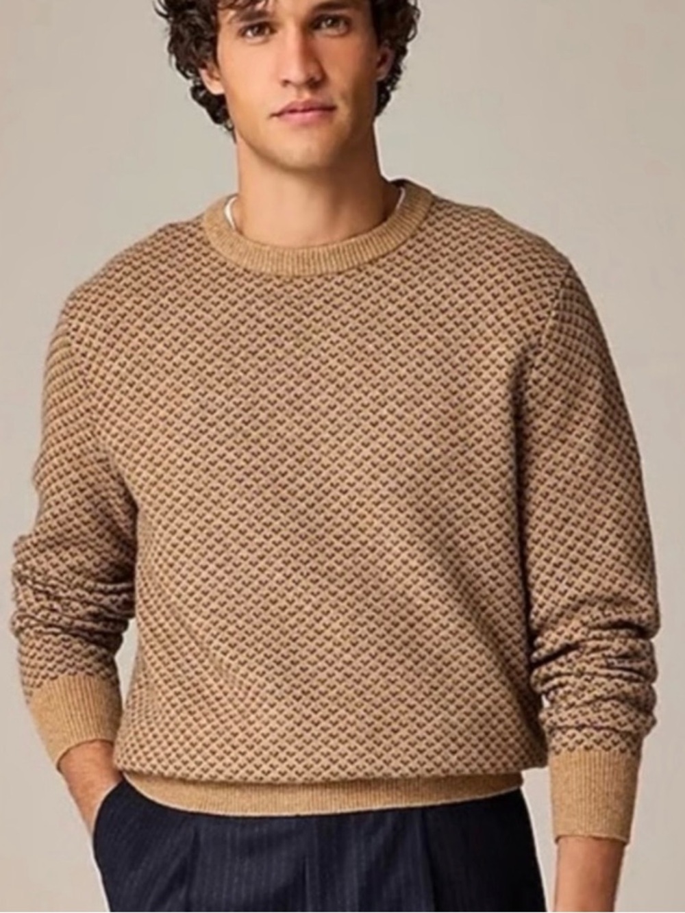 J.Crew Men’s S Rugged merino wool-blend bird's-eye sweater